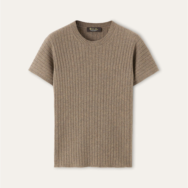 Loro Piana Coste Crewneck Baby Cashmere Licorice Root Melange Jumpers #385989