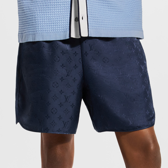 LOUIS VUITTON Monogram Jacquard Silk Sporty Shorts #386023
