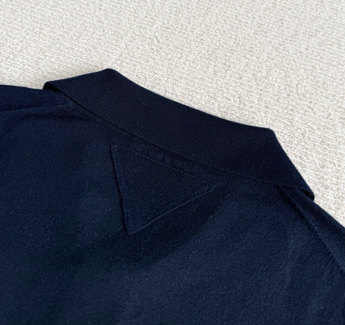 Prada Triangle Logo Cashmere Silk Polo Shirt #386013