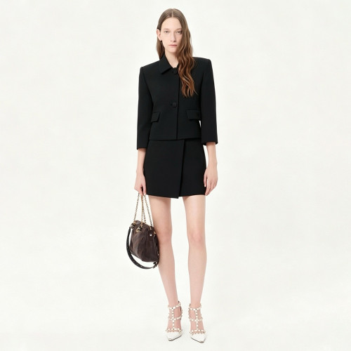 Valentino Wool Crepe With Metallic Embellishments Skirt#386261