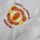 1991-1992 Man Utd Away White Retro Soccer Jersey