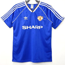 1988-1990 Man Utd Away Blue Retro Soccer Jersey