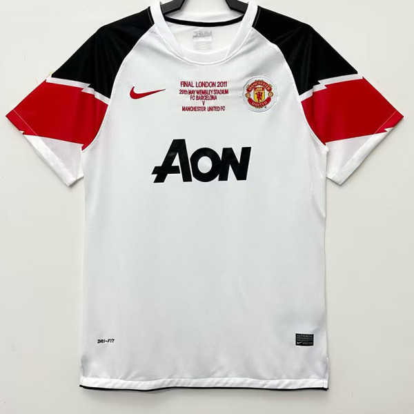 2010-2011 Man Utd Away White Retro Soccer Jersey (决赛字)