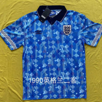 1990 England Away Blue Retro Soccer Jersey