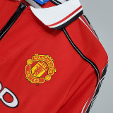 1998 Man Utd Home Long Sleeve Retro Soccer Jersey (长袖)