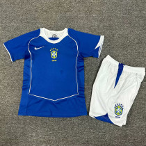 2004 Brazil Away Kids Retro Soccer Jersey
