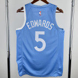 TIMBERWOLVES EDWARDS #5 Azure Top Quality Hot Pressing NBA Jersey
