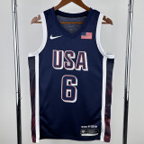 2024 Olympic Game USA JAMES # 6 Dark Blue Basketball Jersey