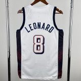 2024 Olympic Game USA LEONARD # 8 White Basketball Jersey