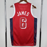 2024 Olympic Game USA JAMES # 6 Red Basketball Jersey