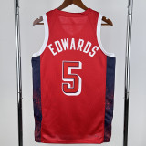 2024 Olympic Game USA EDWARDS # 5 Red Basketball Jersey
