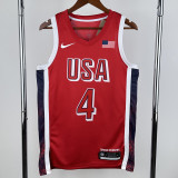 2024 Olympic Game USA CURRY # 4 Red Basketball Jersey