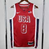 2024 Olympic Game USA LEONARD # 8 Red Basketball Jersey