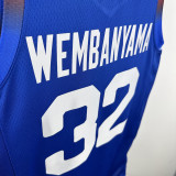 2024 Olympic Game France WEMBANYAMA # 32 Blue Basketball Jersey