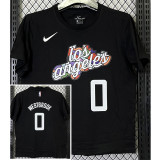 T262 Clippers WESTBROOK #0 Black High Quality Casual T-Shirt