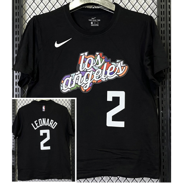 T261 Clippers LEONARD #2 Black High Quality Casual T-Shirt