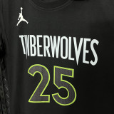 T181 Timberwolves ROSE #25 Black High Quality Casual T-Shirt