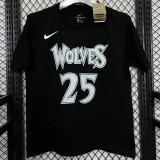 T178 Wolves ROSE #25 Black High Quality Casual T-Shirt