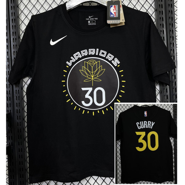 T177 Warriors CURRY #30 Black High Quality Casual T-Shirt