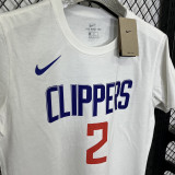 T172 Clippers LEONARD #2 White High Quality Casual T-Shirt