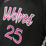 T161 Timberwolves ROSE #25 Black High Quality Casual T-Shirt