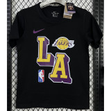 T133 Lakers Black 75th Anniversary High Quality Casual T-Shirt