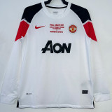 2010-2011 Man Utd Away White Long sleeve Retro soccer jersey (长袖)决赛字