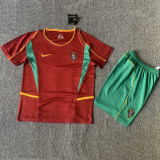 2002 Portugal Home Kids Retro Soccer Jersey