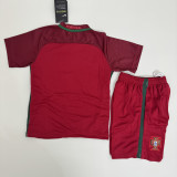 2016 Portugal Home Kids Retro Soccer Jersey