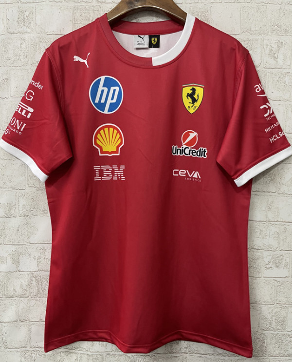 2025 F1 Ferrari Red T-Shirts Racing Suit (圆领)