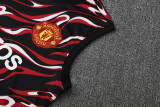 2025-26 Man Utd Black red Tank top and shorts suit
