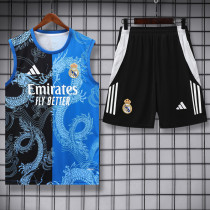 2025-26 RMA Black blue Tank top and shorts suit