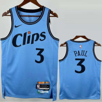 2024-25 Clippers PAUL #3 Blue City Edition Top Quality Hot Pressing NBA Jersey