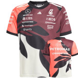 2025 F1 Mercedes Red White T-Shirts Racing Suit(圆领)