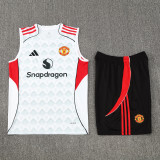 2025-26 Man Utd White Tank top and shorts suit