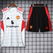 2025-26 Man Utd White Tank top and shorts suit
