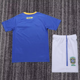 2010 Brazil Away Kids Retro Soccer Jersey