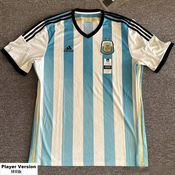 2014 Argentina Home Player Version 球员 Retro Soccer Jersey