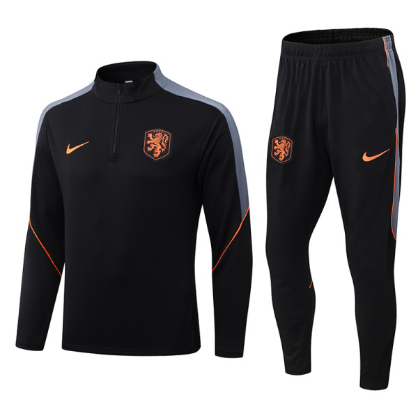 2026-27 Netherlands Black Half Pull Tracksuit (半拉链)