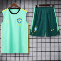 2026-27 Brazil Jordan Light green Tank top and shorts suit