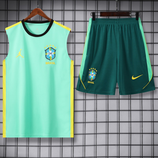 2026-27 Brazil Jordan Light green Tank top and shorts suit