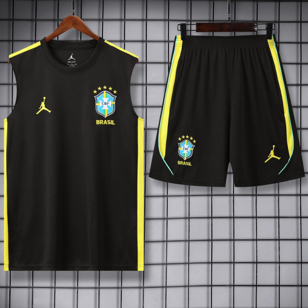 2026-27 Brazil Jordan Black Tank top and shorts suit