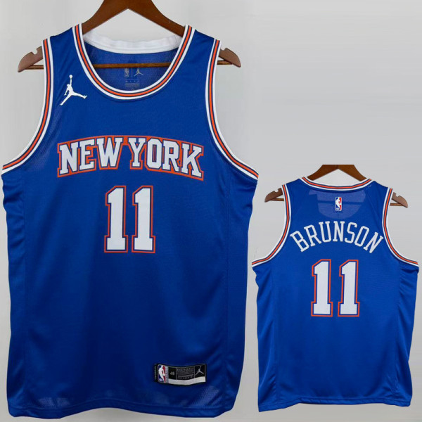 2021-22 Knicks BRUNSON #11 Blue Top Quality Hot Pressing NBA Jersey (Trapeze Edition) 飞人版