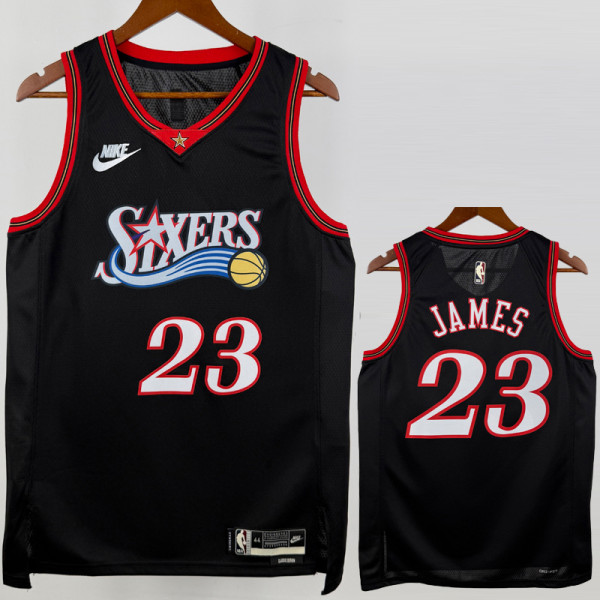 2025-26 76ERS JAMES #23 Black Retro Top Quality Hot Pressing NBA Jersey (V领)