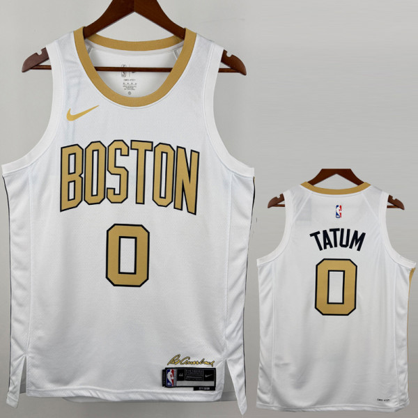 2025-26 Celtics TATUM #0 White City Edition Top Quality Hot Pressing NBA Jersey