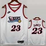 2025-26 76ERS JAMES #23 White Retro Top Quality Hot Pressing NBA Jersey (V领)