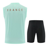 2026-27 France Light green Tank top and shorts suit