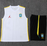 2026-27 Brazil Jordan White Tank top and shorts suit #D26064