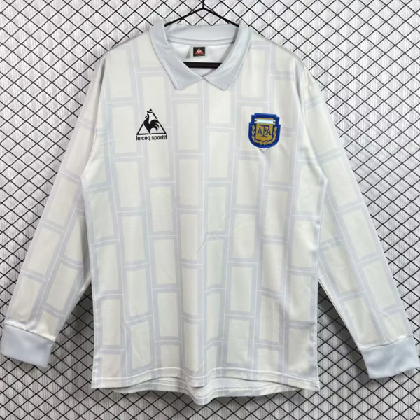 1986 Argentina Gray Goalkeeper Long Sleeve Retro Soccer Jersey (长袖)