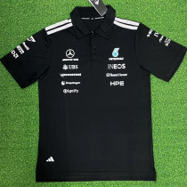 2026 Mercedes Black Polo Racing Suit (Football Jersey Size)(有领)